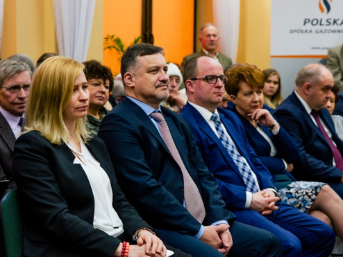 Uczestnicy konferencji prasowej w Halinowie