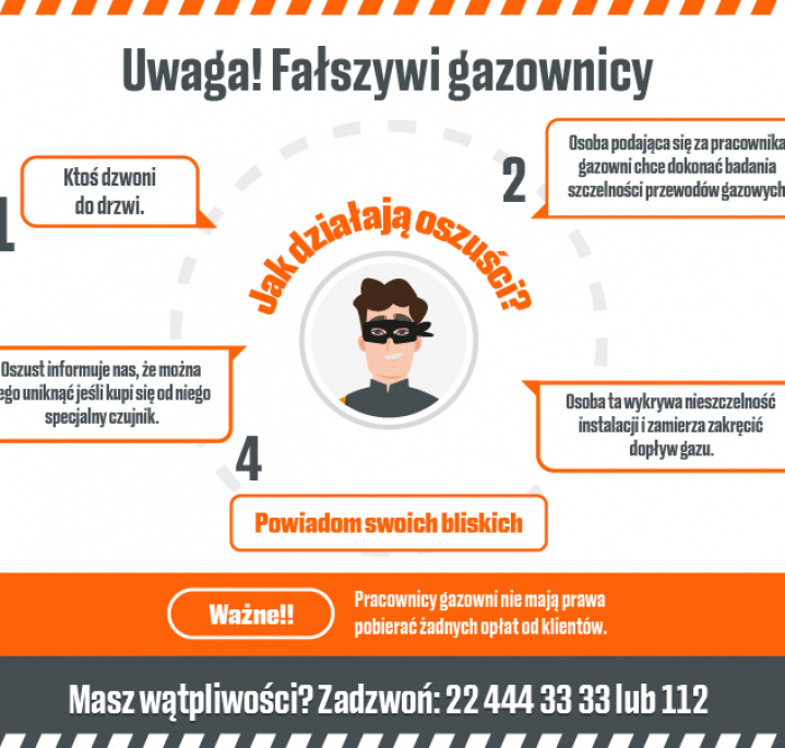 PSG information poster indicating how to protect yourself from scammers posing as gas utility workers