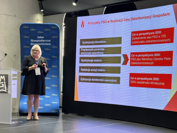Urszula Zając, dyrektor Departamentu Transformacji Energetycznej PSG, występuje podczas konferencji IGG