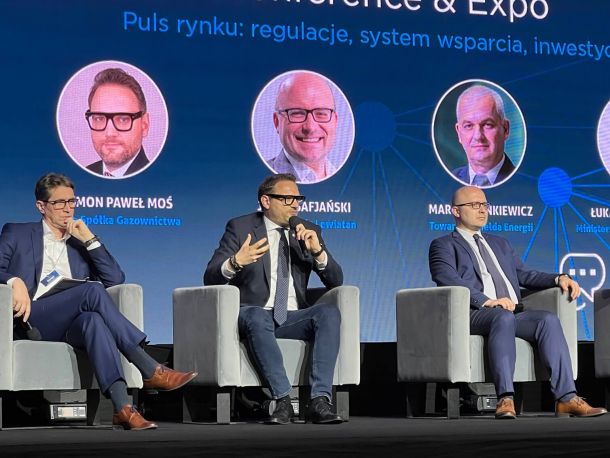Participants in the panel discussion, including PSG board member Szymon Paweł Moś, during the 8th Biomethane Congress