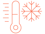 An icon symbolically depicting a thermometer and a large snowflake next to it