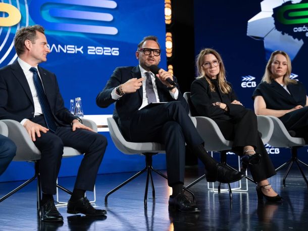 Prezes zarządu PSG Szymon Paweł Moś podczas panelu dyskusyjnego w trakcie OSE Gdańsk