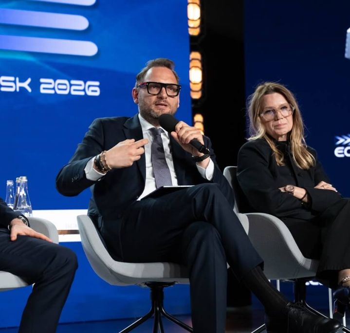 Prezes zarządu PSG Szymon Paweł Moś podczas panelu dyskusyjnego w trakcie OSE Gdańsk